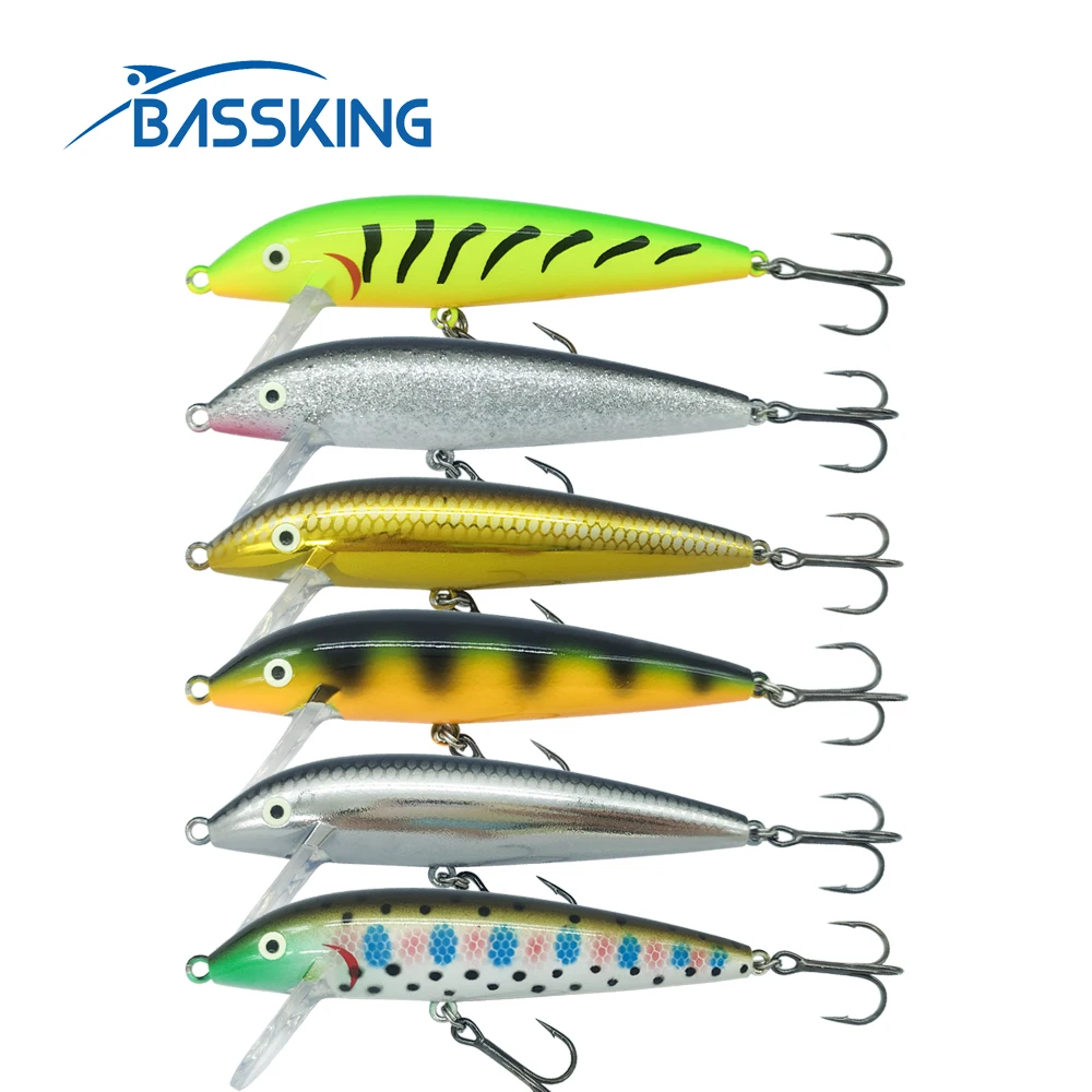 Bassking minnow isca de pesca 65mm/7.5g 85mm/13.8g 3d olhos wobbler jerkbaits peche artificial plástico duro isca equipamentos de pesca