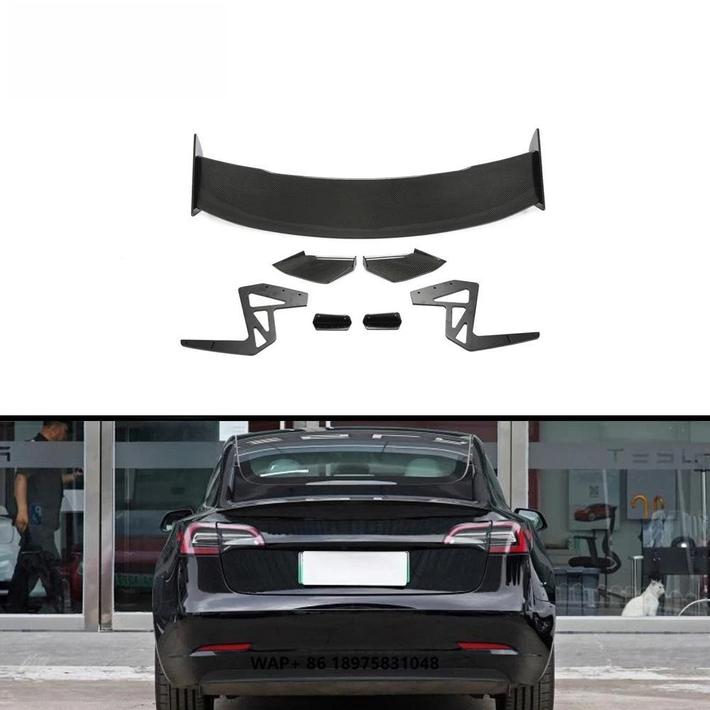 

Dry Carbon Fiber Tail Wing Rear Trunk Lid Spoiler Wing for Model 3 Sedan 4-Door 2016-2021