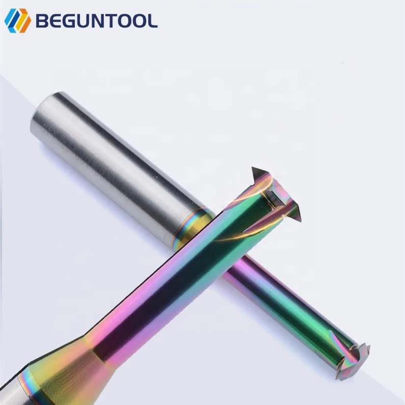 CNC 60 درجة أسنان واحدة DLC سبعة ألوان الألومنيوم متري واحد الناي الصلبة كربيد الموضوع قاطعة المطحنة أدوات الطحن