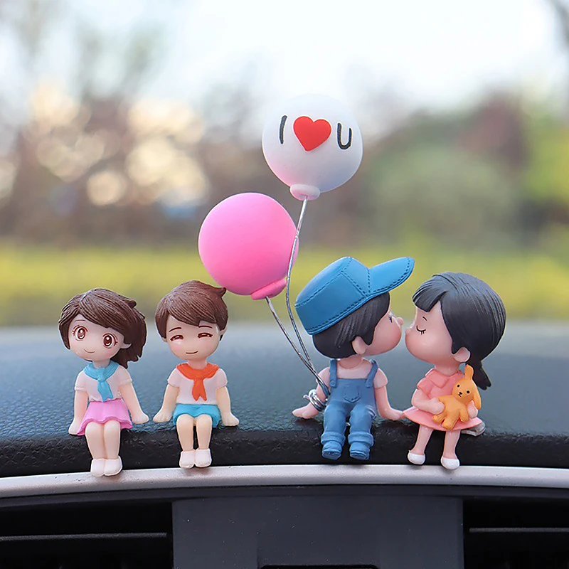 Car Accessories Cartoon Couple Movable Doll Balloon Ornaments Car Cute Kissing Couple Doll Car Decoration Balloon Ornaments
