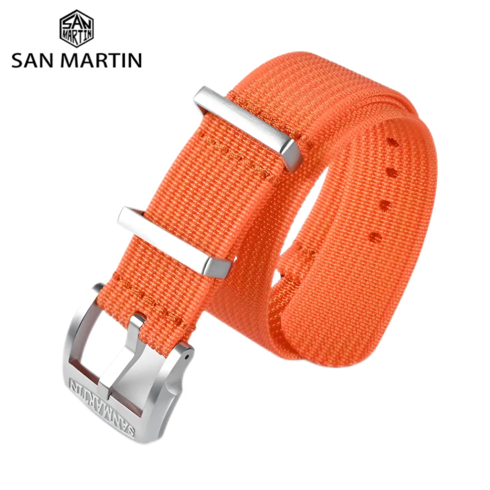 San Martin Watch Strap 20mm 22mm Nylon Band Paratrooper Woven Watchband Braided Belt For Men Watch ремешок для часов BD0009