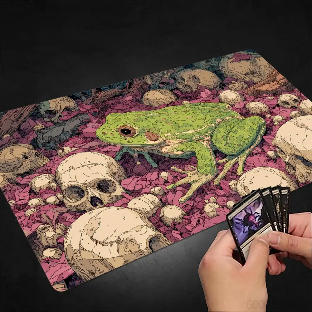Frog in the Ruins MTG Playmat Magic Card Mat with Stitched Edge Non-Slip Durable Tabletop Playmat Board Game Mat for TCG