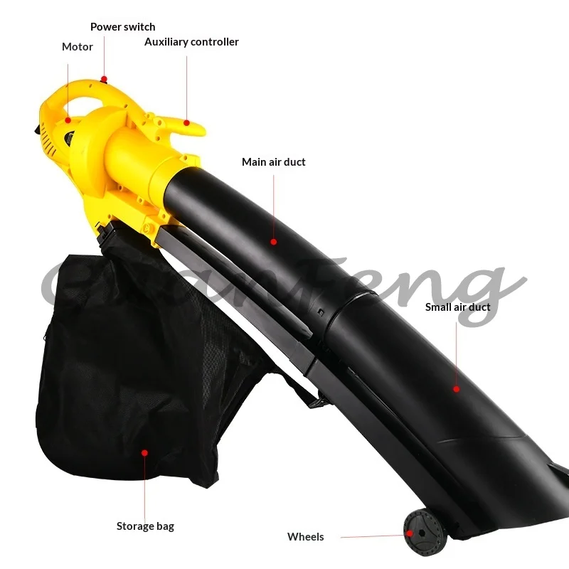 High-power garden blower vacuum two-in-one covering machine with 35L collection bag, 6-speed adjustable