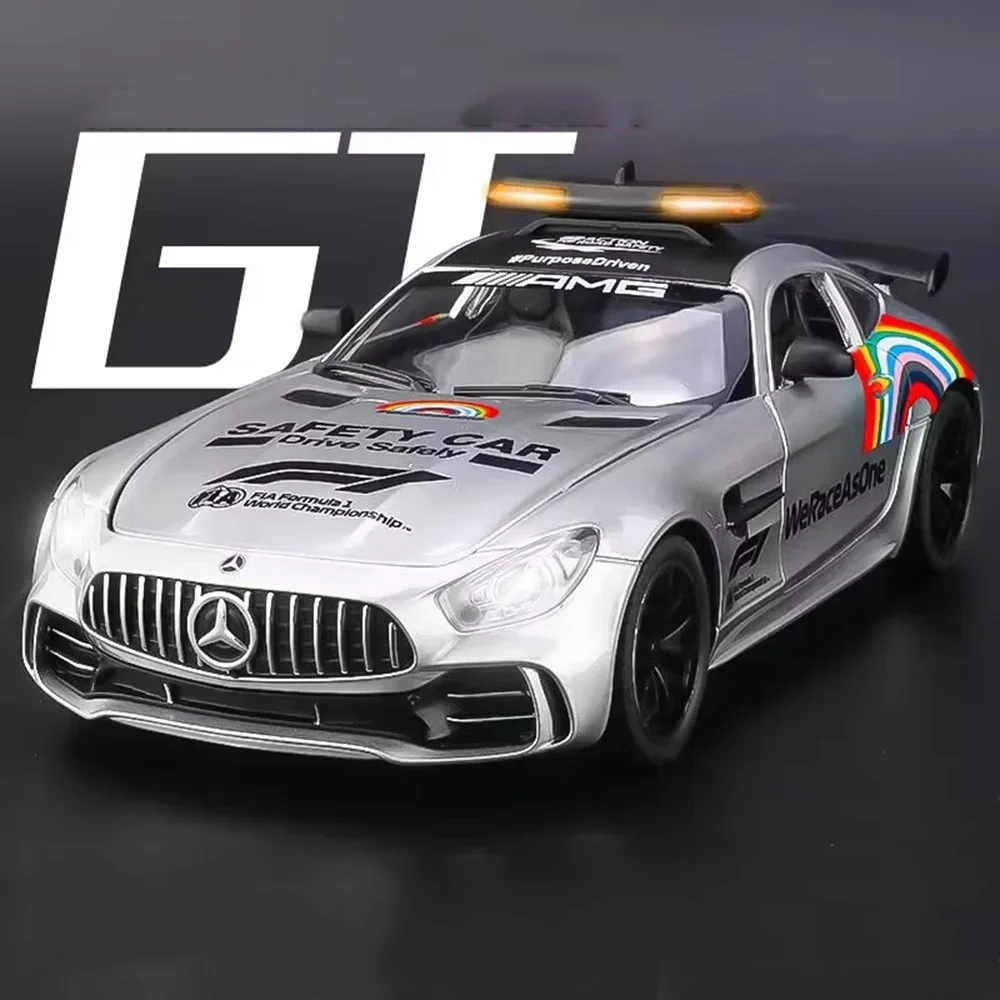 Voitures de sécurité GTR F1 en alliage 1:24, Vision GT, modèles moulés sous pression, véhicules sonores et lumineux, portes ouvertes, jouets éducatifs pour enfants