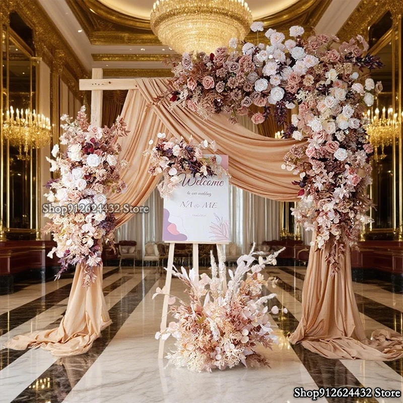 

Autumn Color Rose Decor Wedding Hang Flower Row Backdrop Arch Frame Floor Floral Arrangement Banquet Supplies Welcome Prop