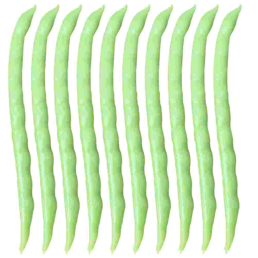 10 Pcs Green Bean Model Artificial Vegetable Decorations Indoor Plants Faux False Toy Showcase Display Props Store Photo Decors