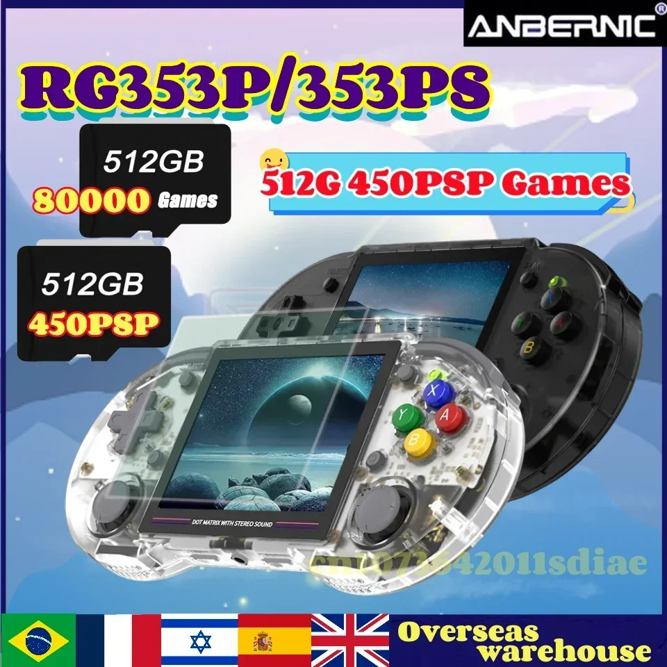 ANBERNIC RG353P RG353PS Handheld Game Console 3.5-inch IPS Screen Android 11 Linux Dual System PSP Games HDMI-compatible Player