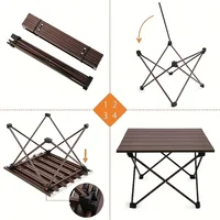 1pcSmall Portable Folding Stainless Steel Multifunctional Outdoor Camping Side Table for Beach Picnic BBQ Hiking Boating Cooking 5