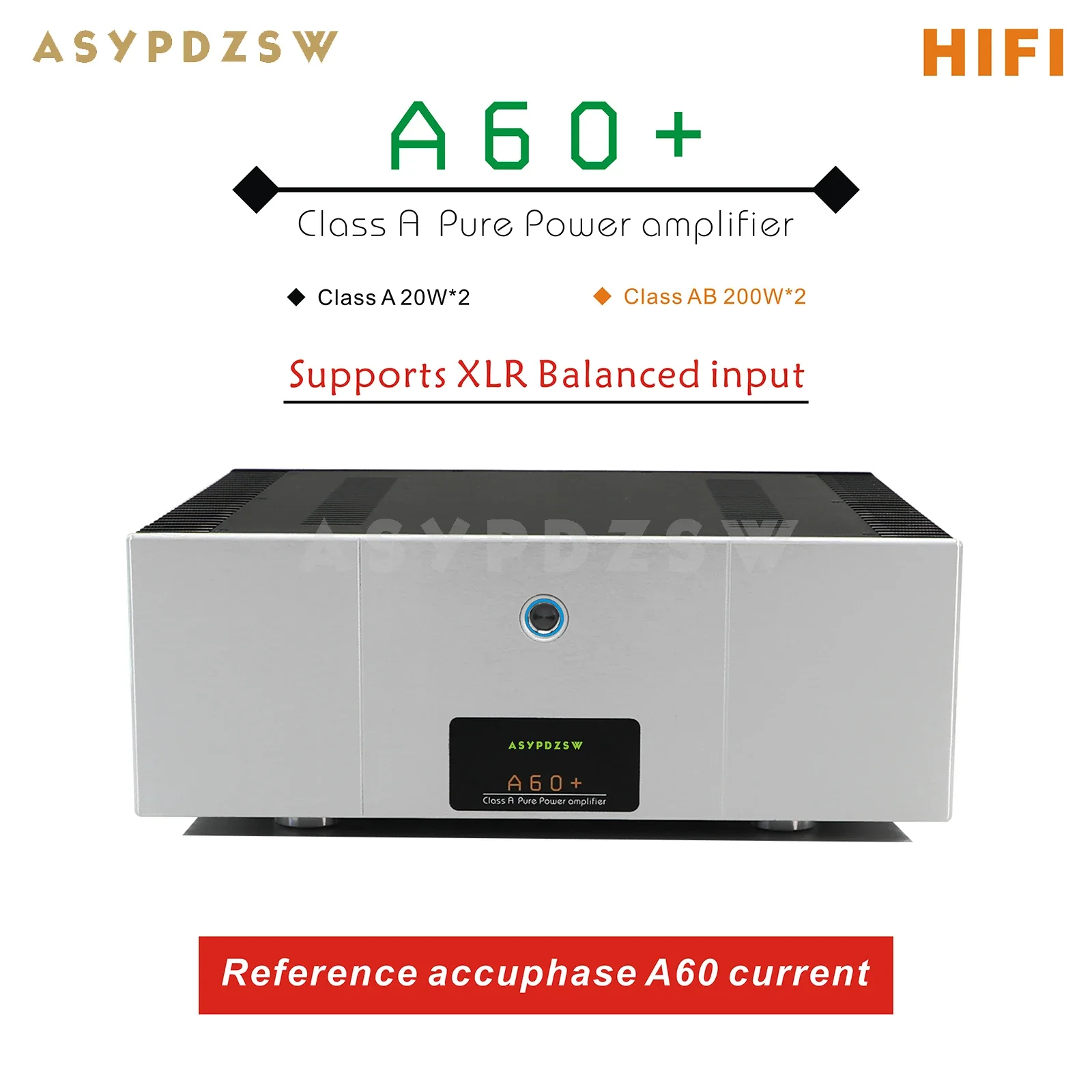 High power HIFI A60+ Pure class A Power amplifier Reference accuphase A60 current 200W*2 Supports XLR input