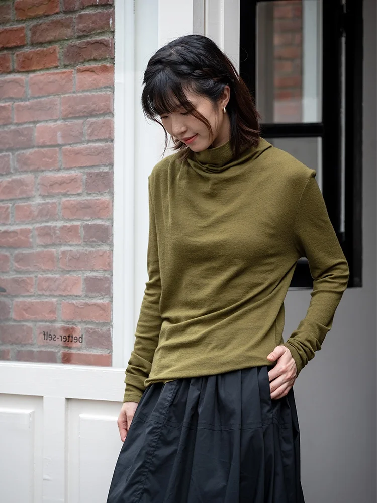 

Женский приталенный вязаный шерстяной свитер Adust с длинными рукавами, воротником-стойкой, машинная стирка, универсальный, для ношения как под одеждой, так и поверх одежды