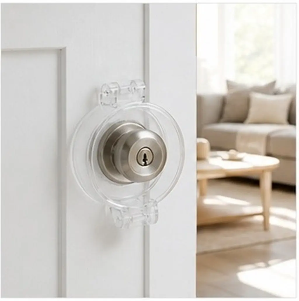 3Pcs Clear Child Safety Door Lock Protector Push Button Cover Transparent Childproof Deadbolt Guard for Home School Kindergarten