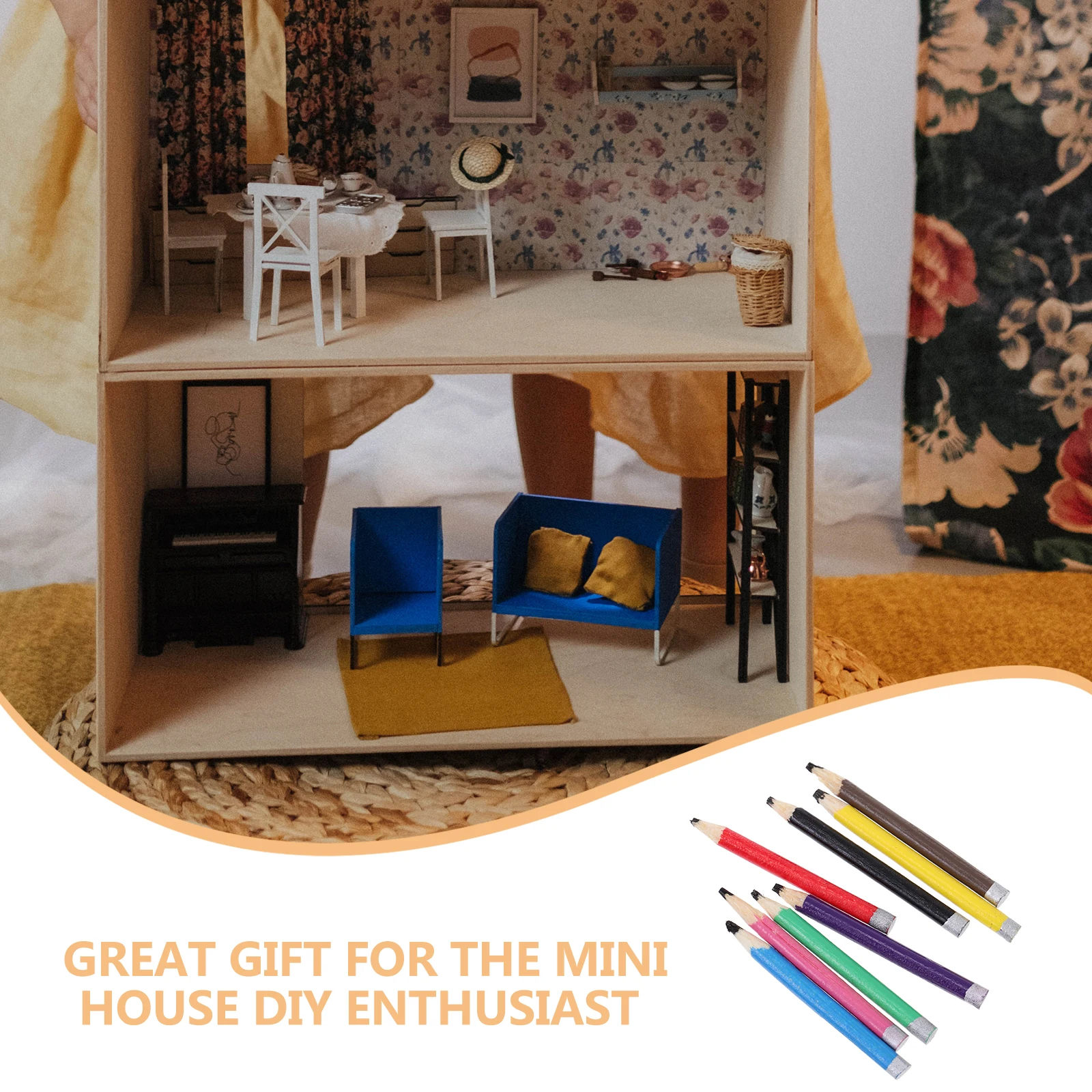 

Mini Colored Pencil Ornaments Craft Decorative Models Premium Wood Inspiring Creativity Educational School Projects Terrarium