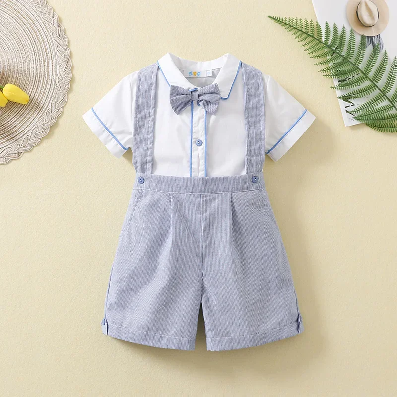 

Birthday Baby Boy Clothes Spanish Children Top+Suspenders Pants Two Piece Suit Gentleman 2023 Kids Clothing Outfits Toddler Sets