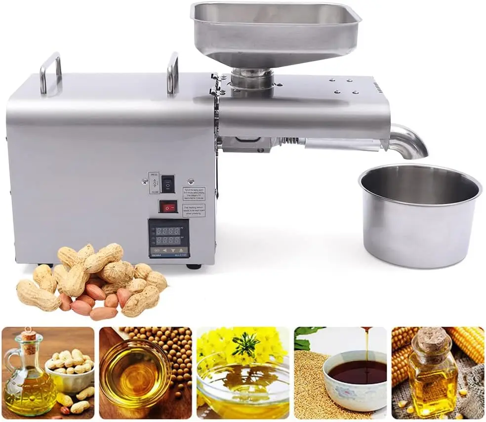 110V Home Automatic Oil Press Machine 304 Stainless steel Cold Hot Press High Oil Extractor Nuts Peanut Canola Sesame Seeds