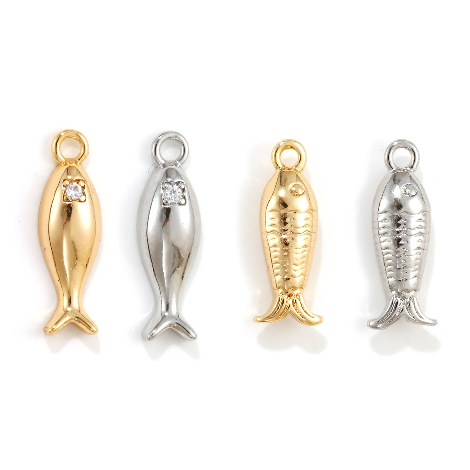 

2 PCs Brass Ocean Jewelry Charms Gold Plated Fish Animal Pendants For DIY Necklace Bracelet Jewelry Making Findings