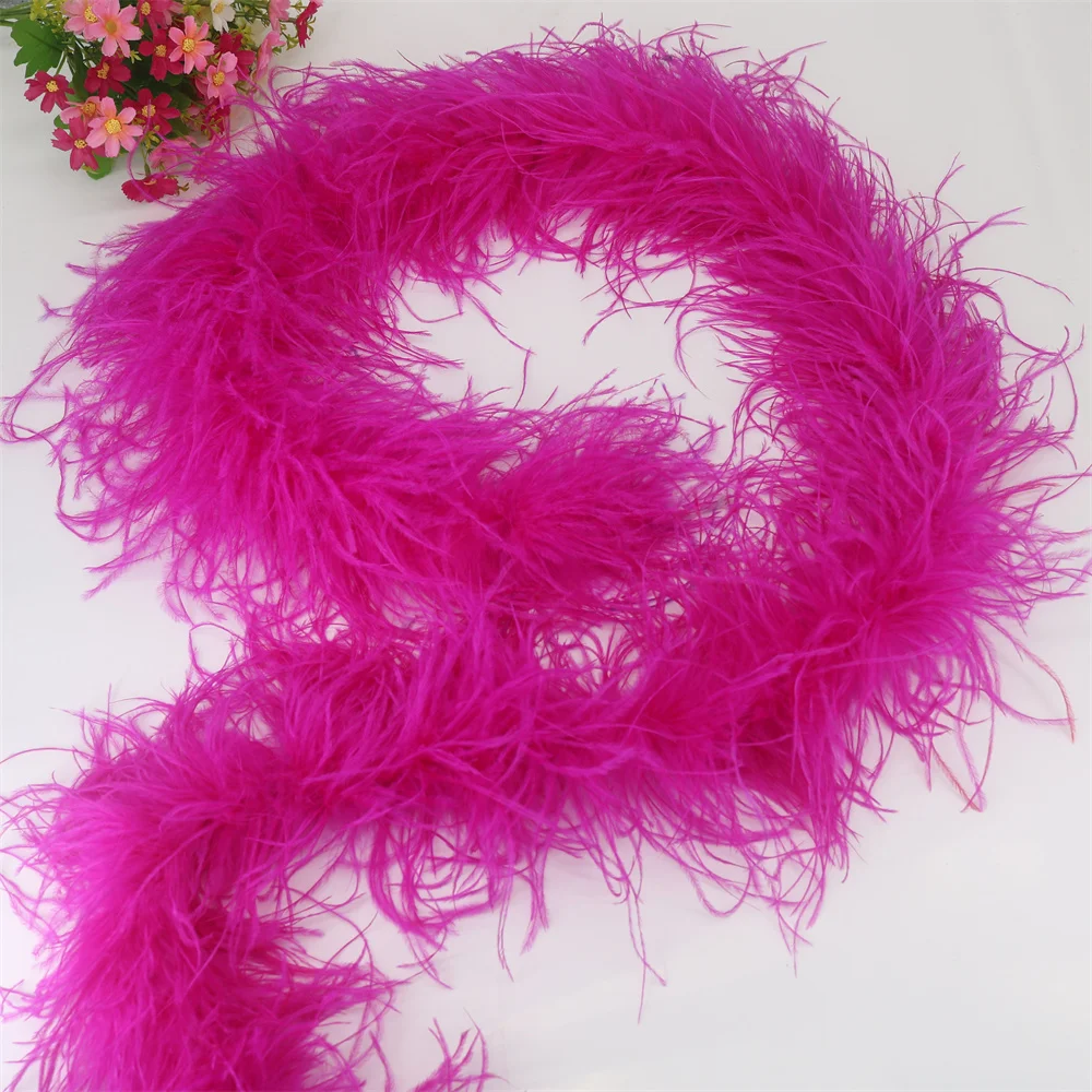 6 Layer Ostrich Feathers Boa Wedding Accessories Plumas De Faisan 2 Meters Clothing Plume Art and Craft Supplies Party Dresses