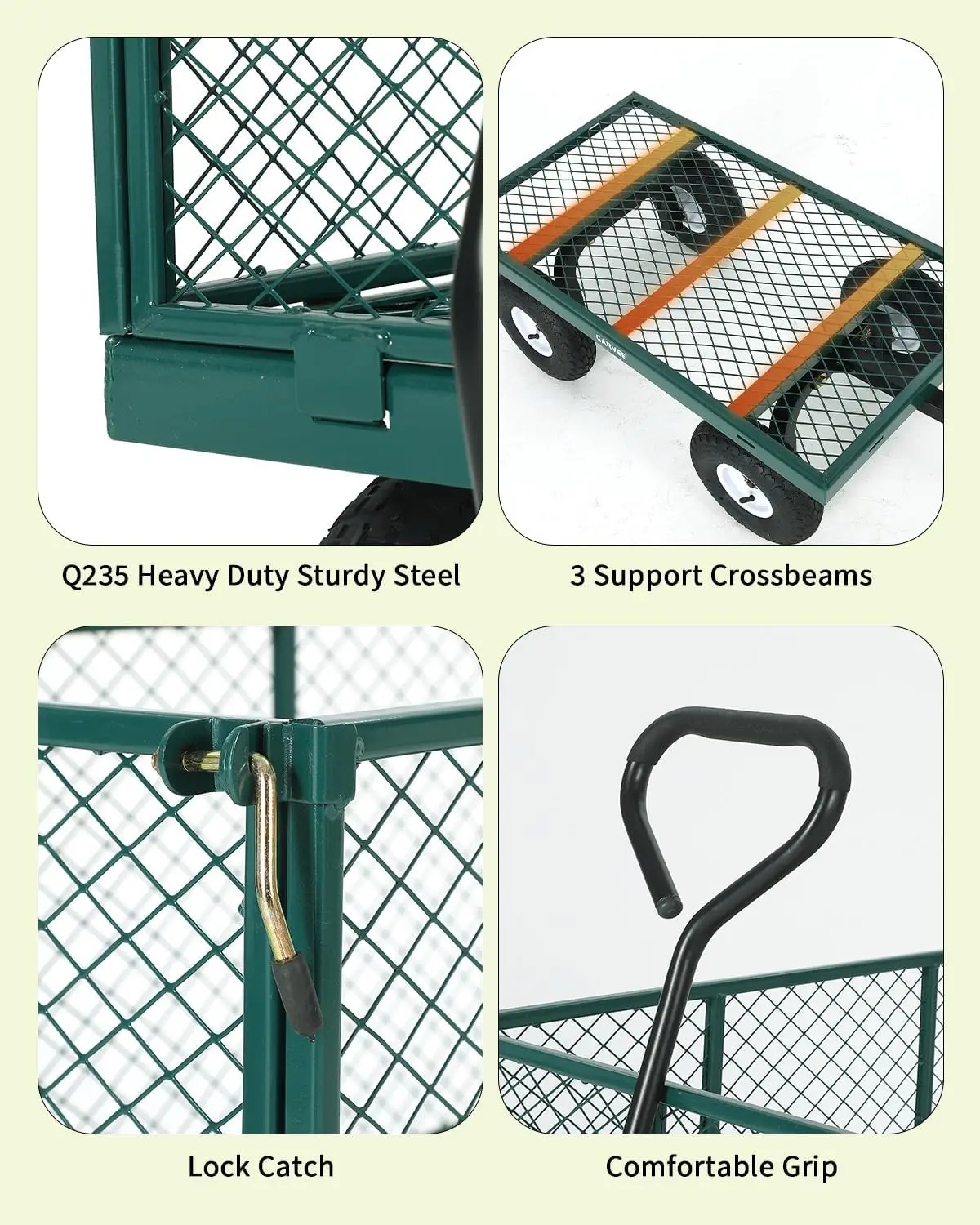 Tacleekii 800 LBS Heavy Duty Steel Utility Garden Cart, 10