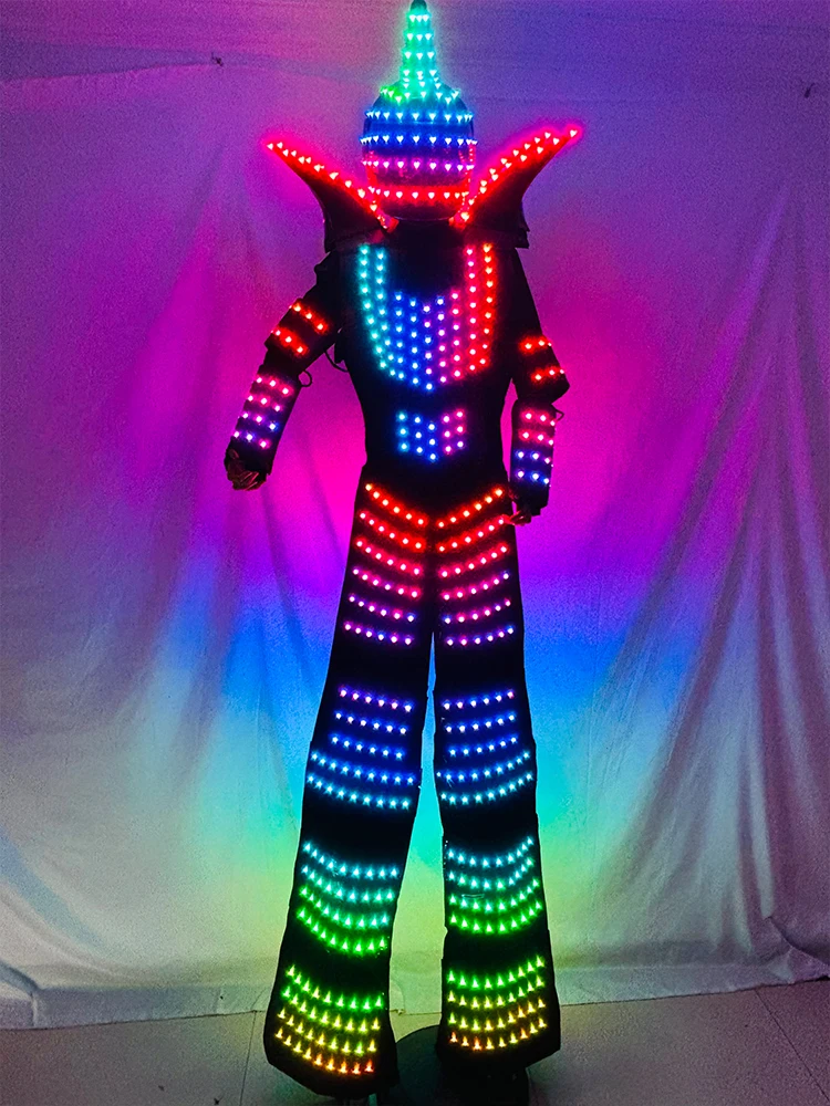 LED Robot Suit Stilt Walkers Change Color Kryoman Glow Costume Glow Costumes Dance Role-play Halloween Cosplay Nightclub Clothes