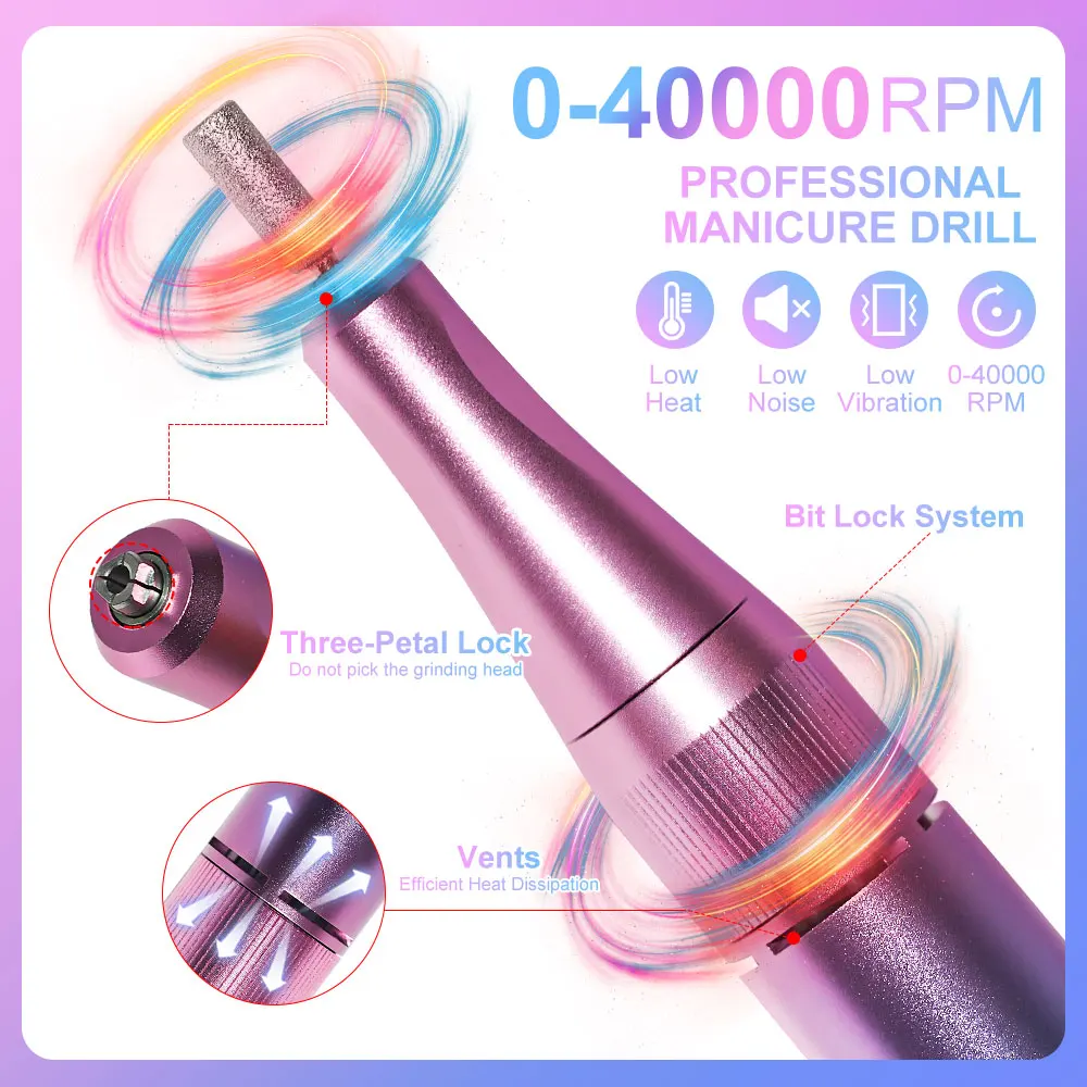 35000RPM Electric Nail Drill Nail Polish Machine Metal Grinding Head Profession Sander Nail Glue Polishing Machine Nail Salon