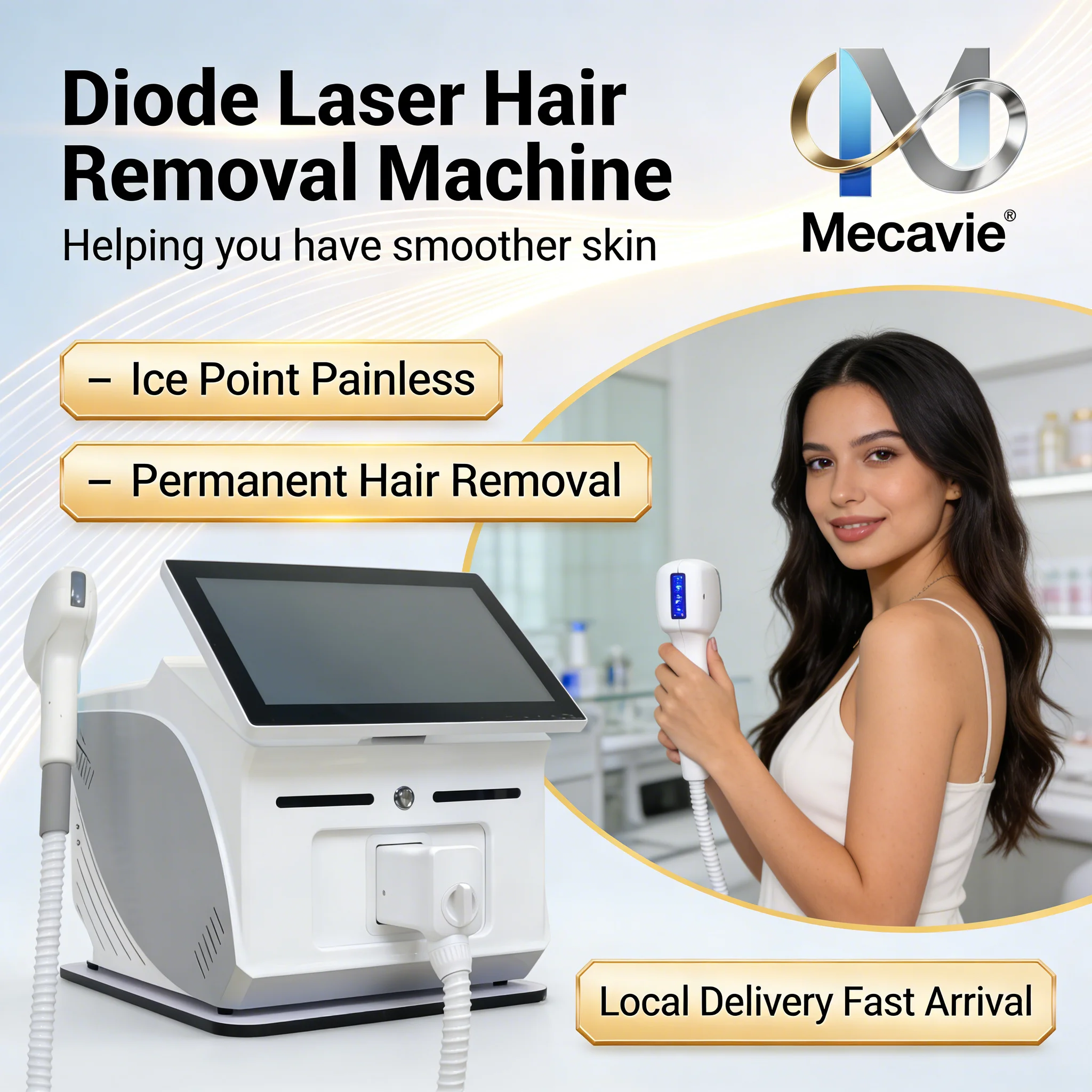 

Лазерный аппарат для удаления волос Soprano Best, новый, с системой охлаждения Black Ice Platinum, диодный лазер 808 нм, 4 длины волн