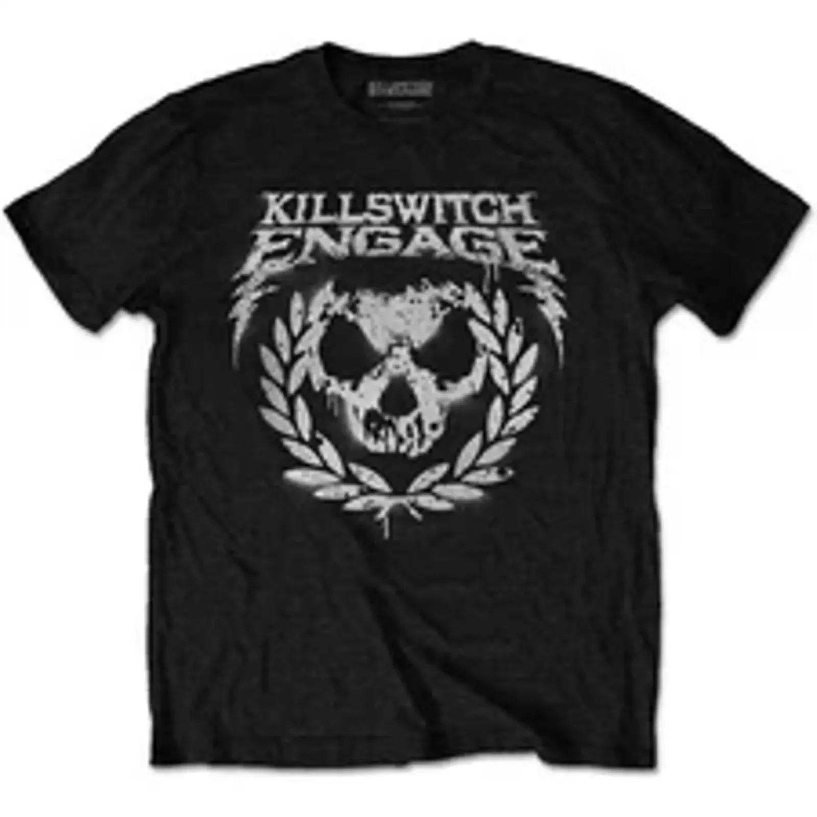 Men's Killswitch Engage Official Band T Shirt Skull with Laurel Wreath vintage Washed Versatile Breathable