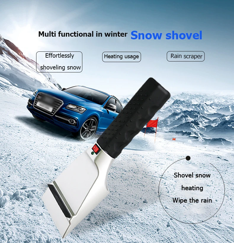 12V winter multifunctional snow removal shovel for cars, capable of snow removal, heating, and windshield wiping