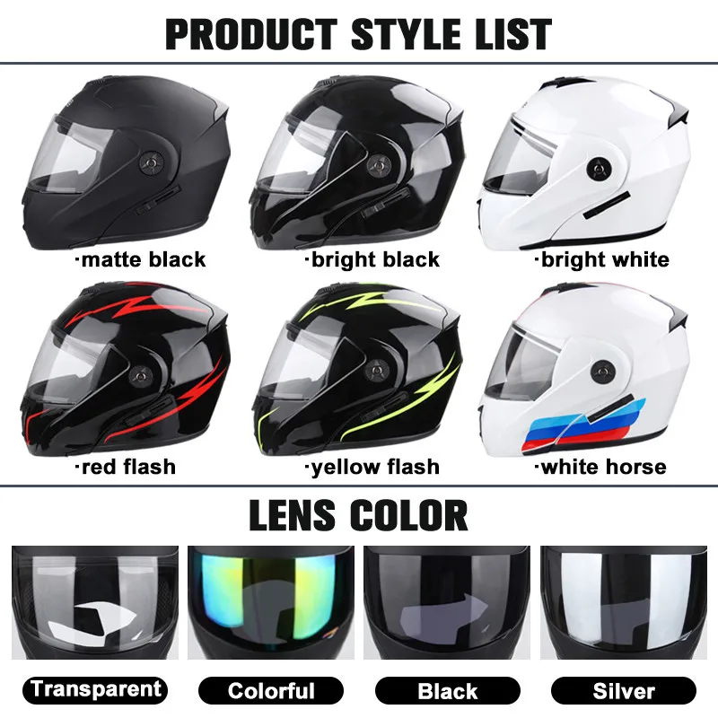 Uchoose New Modular Motorcycle helmet full face racing with Double sun visor Women man flip up Double lens DOT