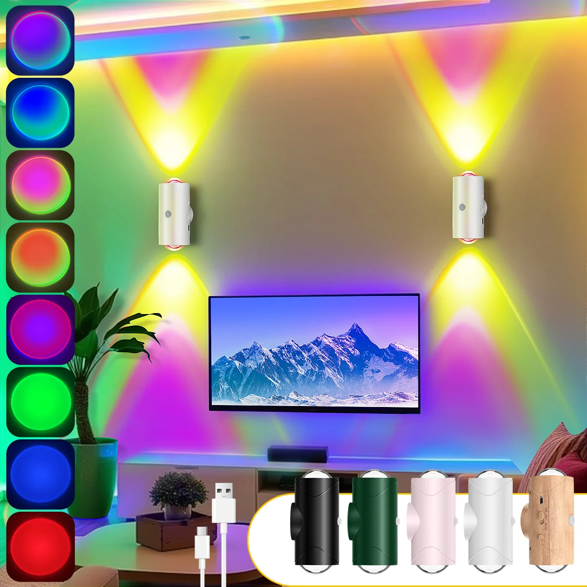 luz-noturna-led-com-sensor-de-movimento-e-design-de-duas-cabecas-luminarias-de-parede-magneticas-sem-fio-recarregaveis-de-1500mah-para-quarto-e-corredor
