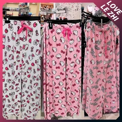 Sanrioed Hello Kittys Kawaii Summertime Loose Thin Pants Cute Anime Pajamas Multi Color Women Home Pants Comfort Casual Pants