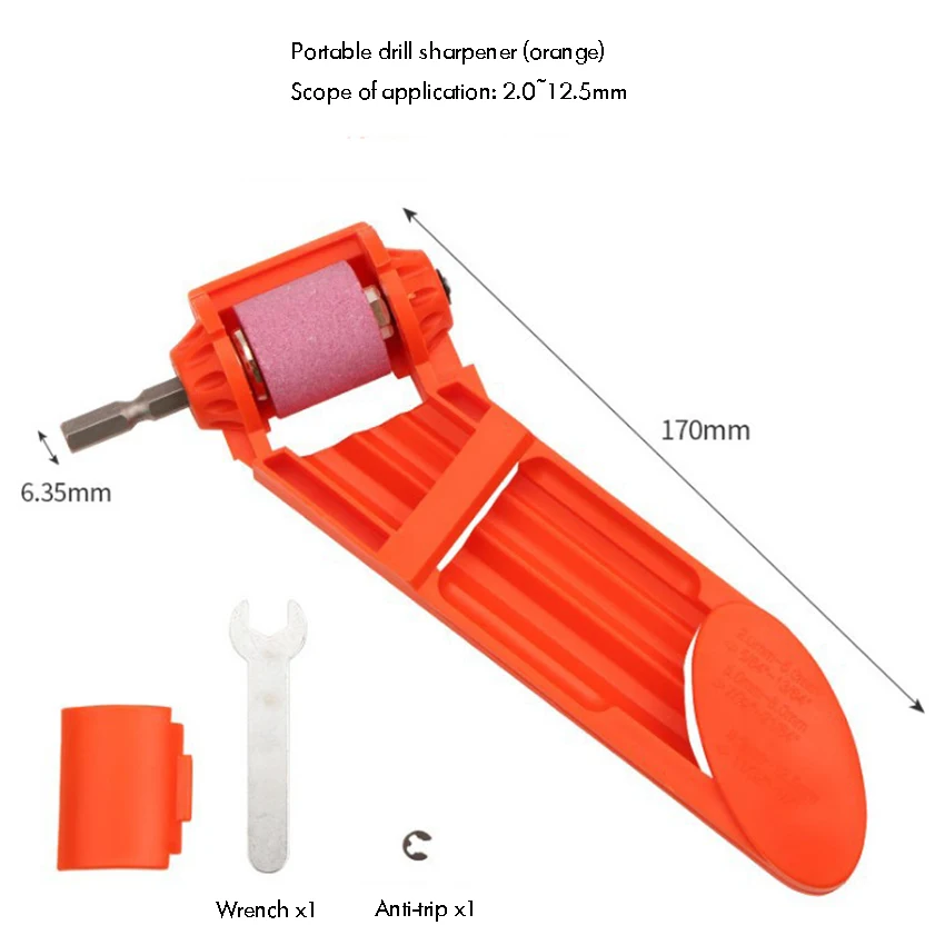 Drill Bit Sharpener ,Diamond Drill Bit Sharpening Tool with 1x Corundum Grinding Wheel, 1 Wrench for 2-12.5mm Drill Bits
