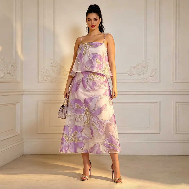 High Quality Flower Print Mesh Strapless Dresses Spring Women Sleeveless Chest Hugging Dress High Waist Waist Knee Length Dress