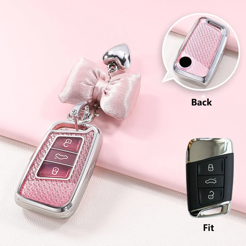 Crystal TPU Key Case for VW for Volkswagen for Magotan GTE Passat B6 B7 B8 CC Skoda Fabia Superb Kodiaq A7 Key Cover Fob Holder view 3