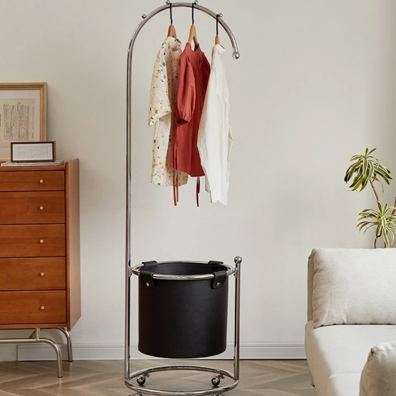 

Coat rack Hanging hanger Storage Stainless steel light luxury floor leather pocket Household removable