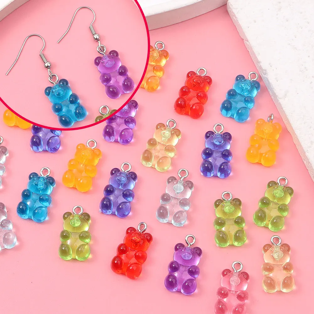 

2/13/27 шт. разноцветные декоративные бусины в форме медведя из смолы, могут подвески «сделай сам», серьги, рождественские подарки, декоративные аксессуары