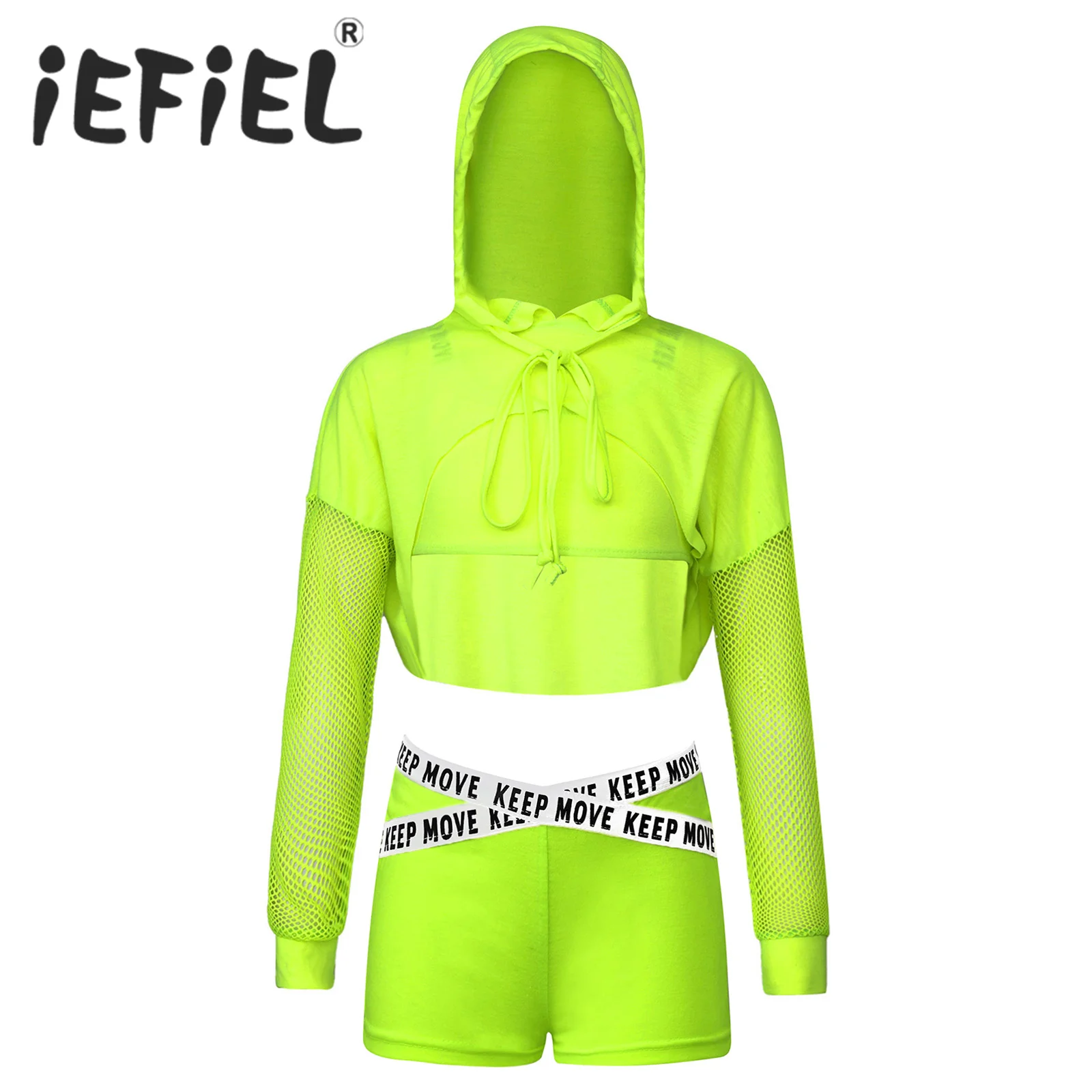 

Kids Girls Hip Hop Jazz Dance Outfits 3pcs Gymnastics Workout Short Net Blouse with Tank Top and Boyshorts Modern Streetwear Set