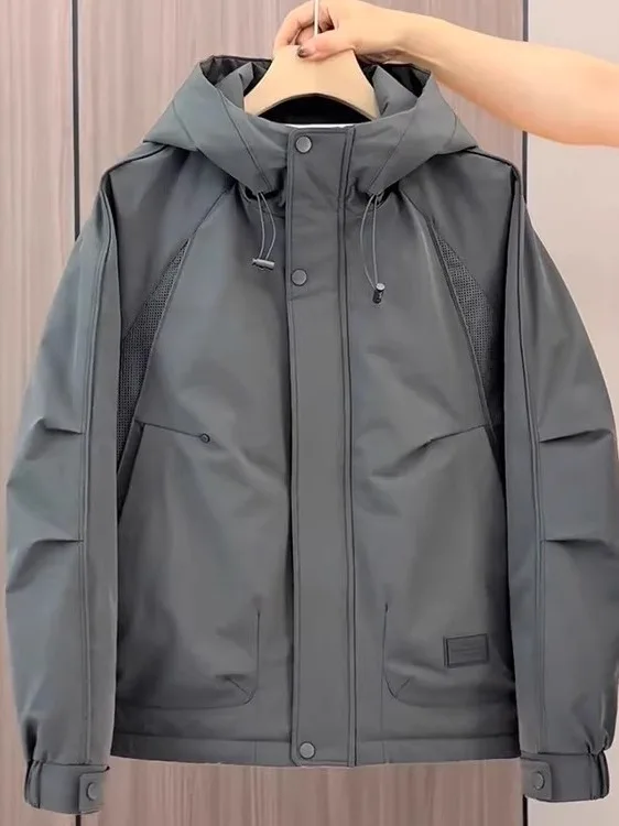 

Мужская осенне-зимняя хлопковая куртка с капюшоном, повседневная, универсальная, модная, рабочая, верхняя одежда, из полиэфирного волокна, с длинными рукавами, на молнии