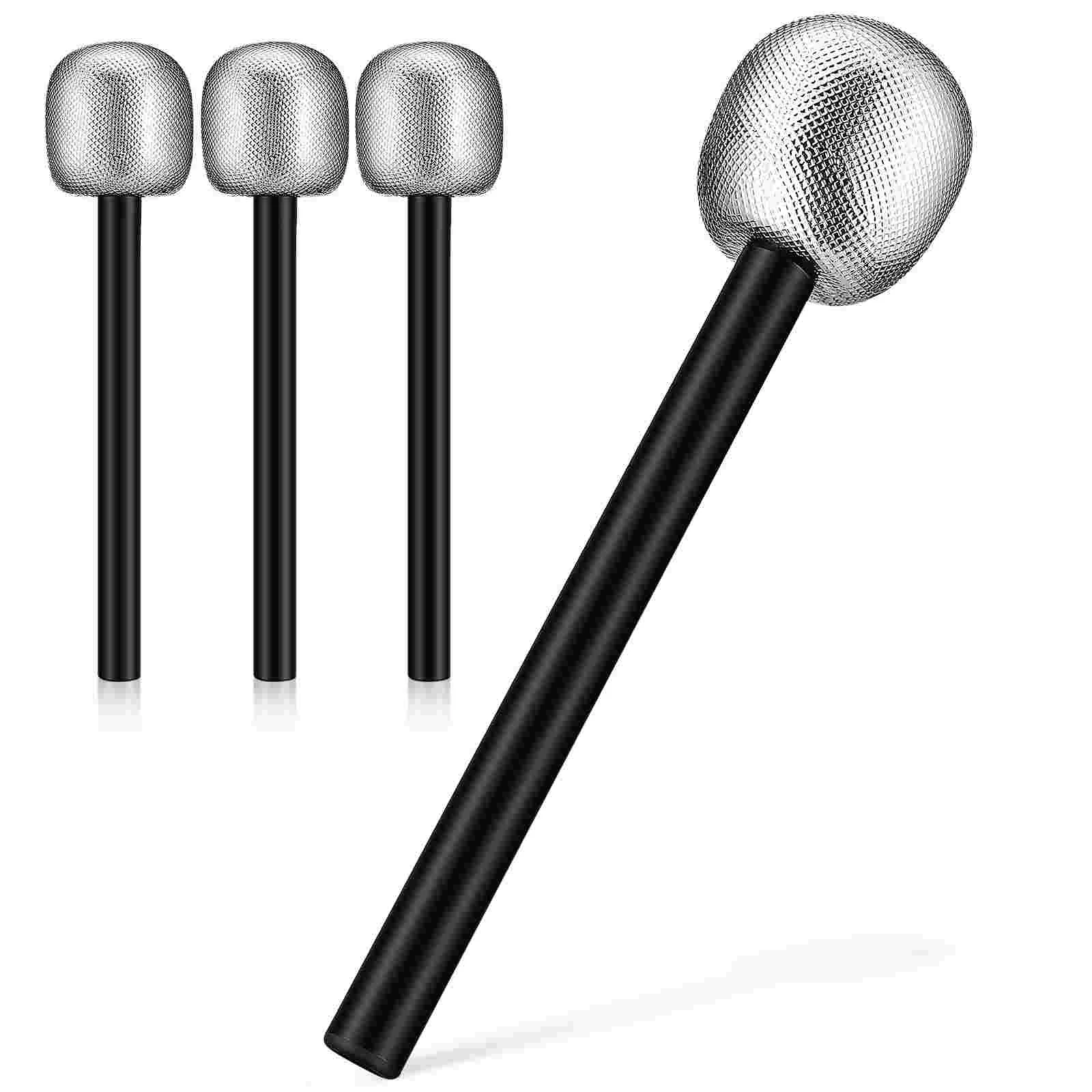 

4 Pcs Microphones Props Pretend Play Singer Costume Model Party Favor Silver Plastic Musical Instruments Toddler