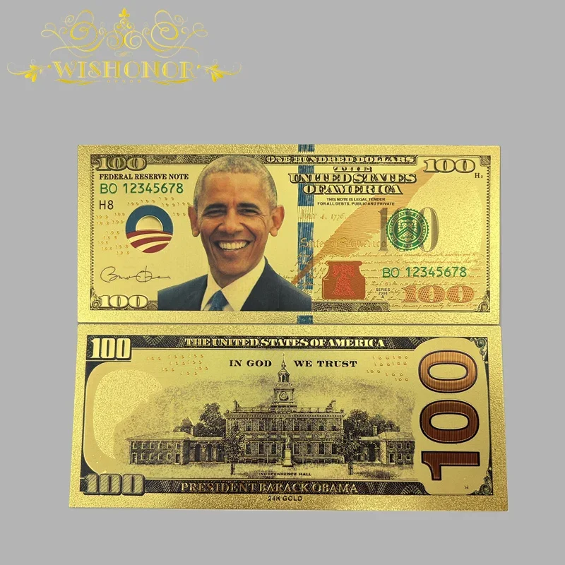 

10pcs/lot America Barack Obama Banknote in 24K Gold Plated For Collection