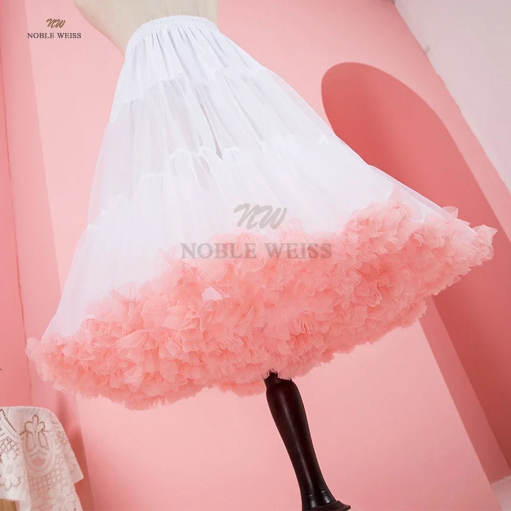 Ball Gown Petticoat Cotton Candy Pink Rainbow Cloud Support Medium Length Soft Yarn Boneless Violence Support Customized