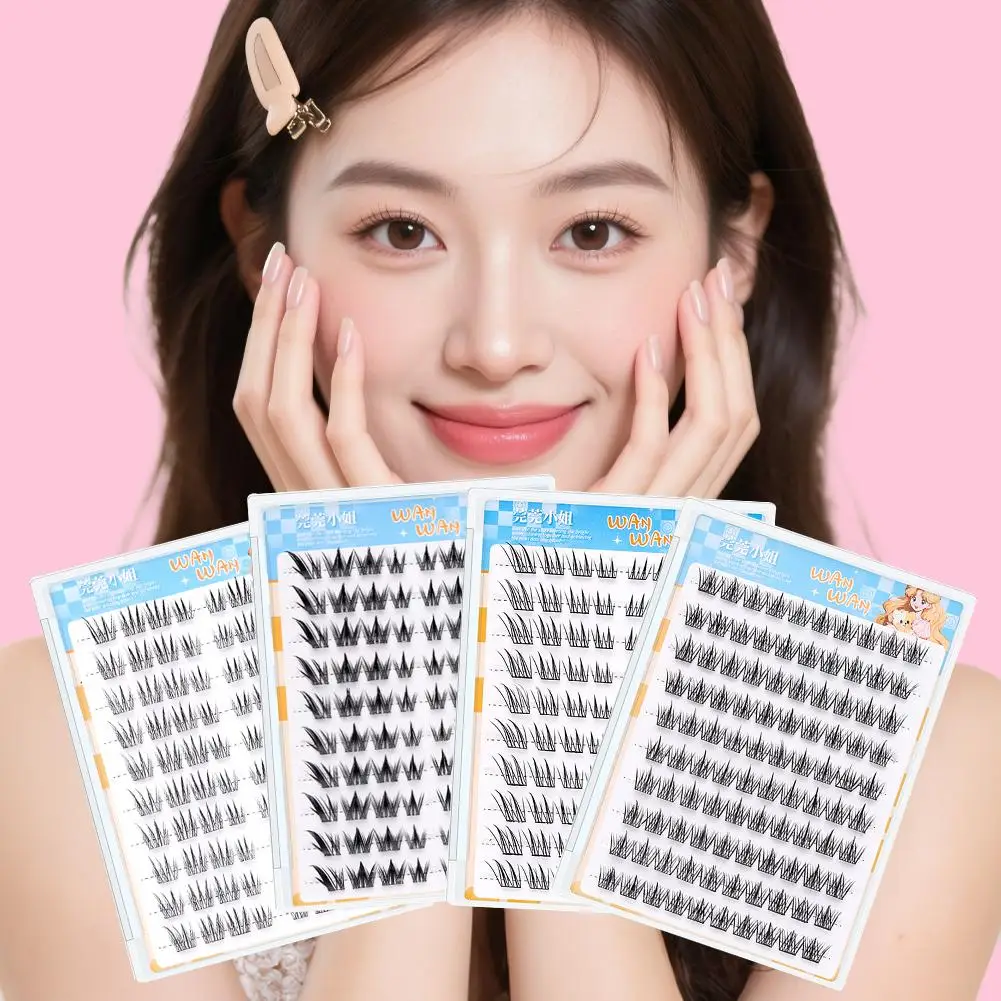 Glue-free False Eyelashes Single Cluster 10-12MM C-curled Natural Self-adhesive false Eyelashes for Beginners Makeup Tool G7P8