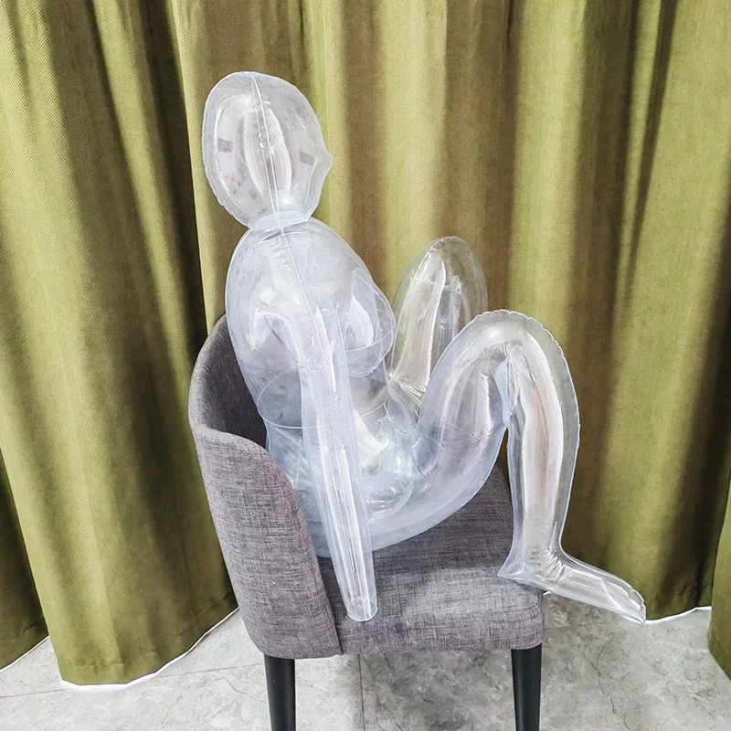 DS8214 Clear 77cm Full Body Inflatable Female Mannequin Toroso Inflatable Shooting Pattern Maniqui Cloth with Head Doll