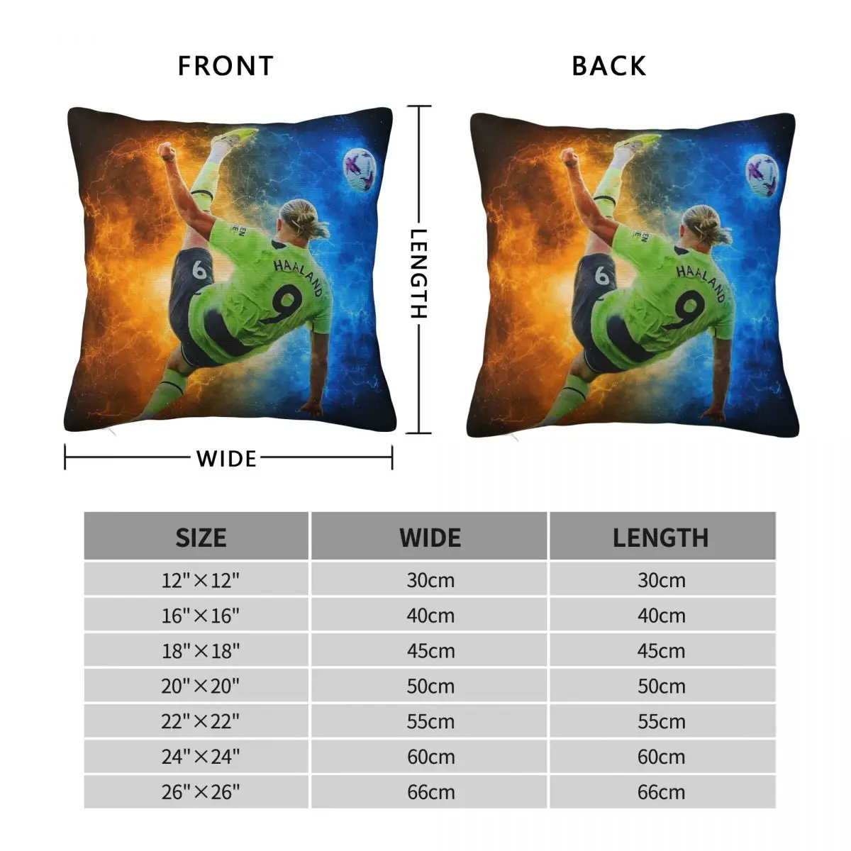 Erling Haaland Bicycle Kick Goal Pillowcase Polyester Linen Velvet Printed Zip Decor Home Cushion Cover