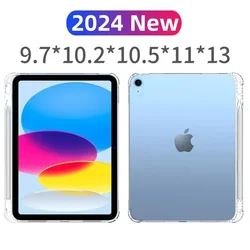 Clear Case for iPad Pro 13 11 2024 12.9 10 8 7 6 Air Mini 5 4 With Pencil Holder Cover Ipad Mini 6 Air 5 4 3 2 1 Tpu Case