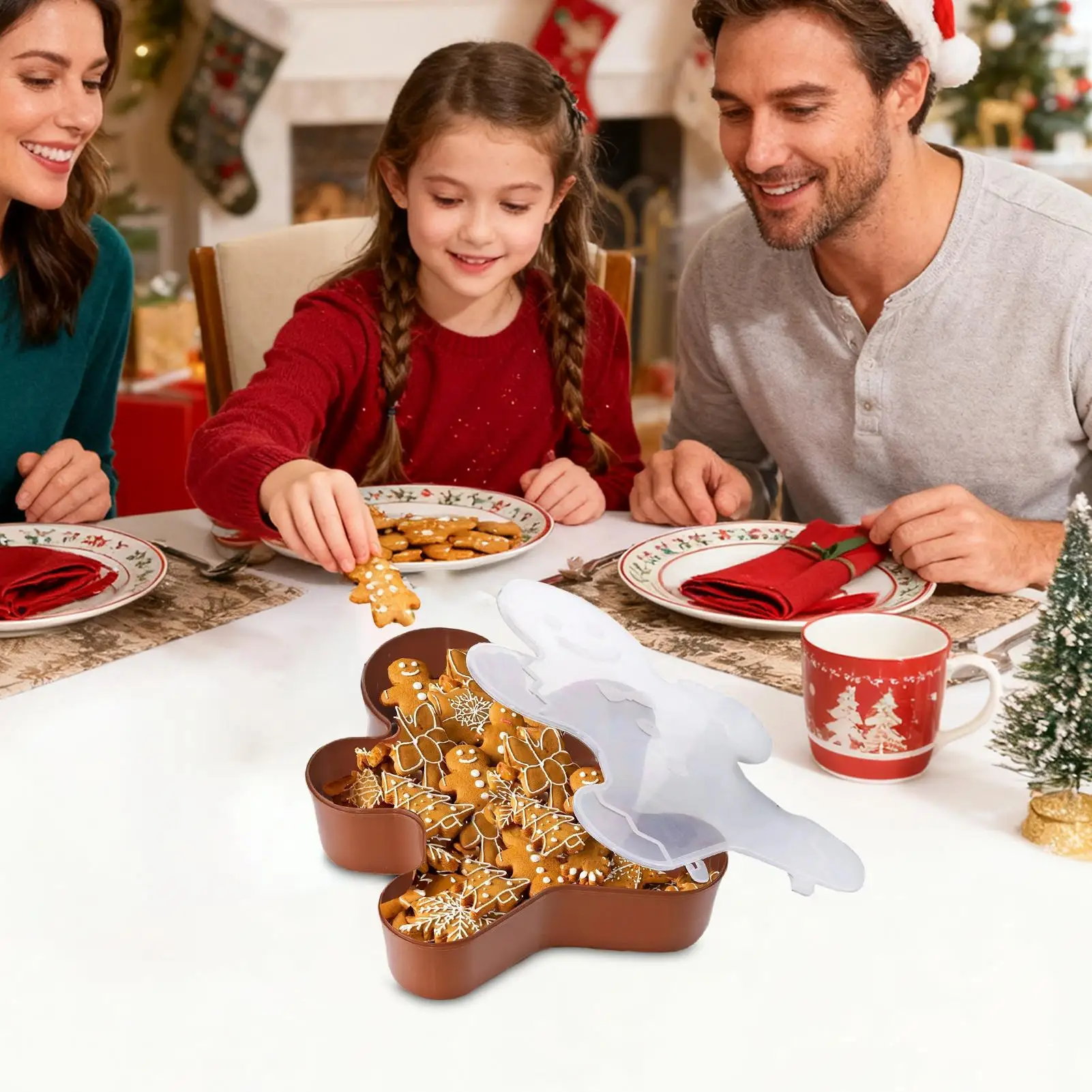 Christmas Serving Tray Food Containers With Lid Christmas Snack Holder For Treats Nuts Fruit Popcorn Dip Dessert Party Table
