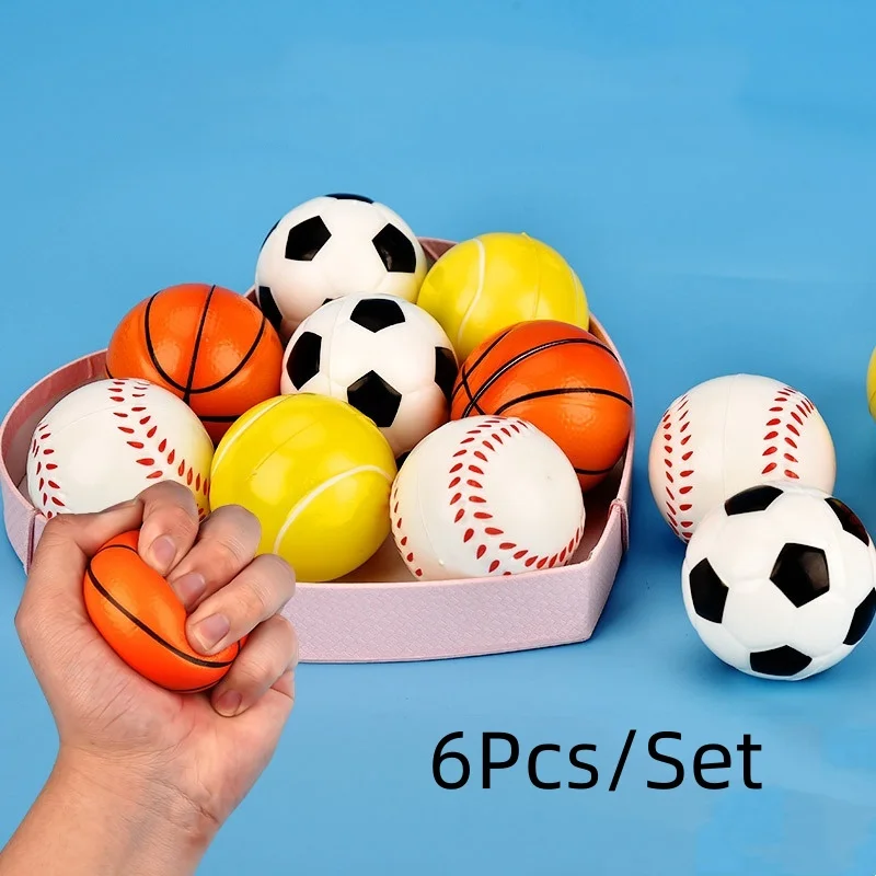 6 Stks/set Squeeze Bal Speelgoed Voetbal Basketbal Basketbal Tennis Langzaam Stijgend Zacht Squishy Stress Verlichting Antistress Nieuwigheid Gag Speelgoed