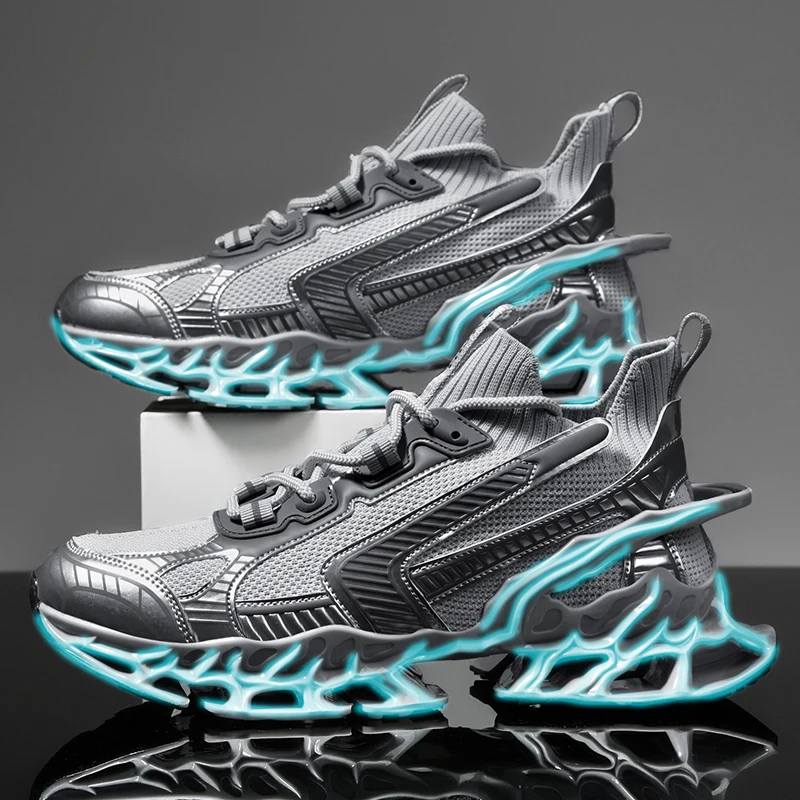 

High-End Fashion Electroplated Blade-Soled Autumn Breathable Casual Versatile Black Men's Running Trendy Non-Slip Sneakers