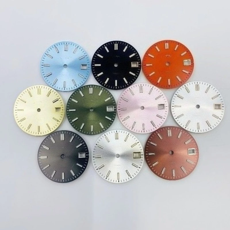 新しい28.5MMログダイアル、サンパターン、アイスブルー夜光、NH35/NH36ムーブメント改造アクセサリーに完全適合