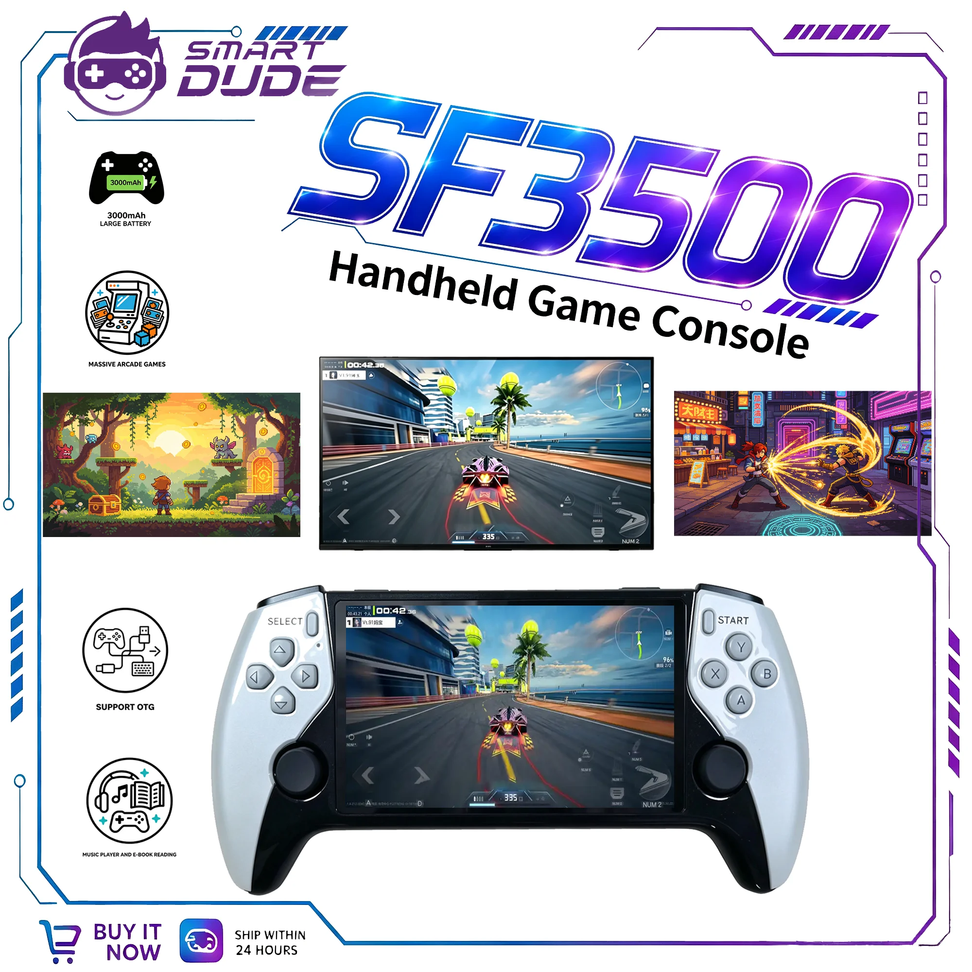 5 Inch IPS HD Retro Handheld Game Console SF3500 in 20000 game