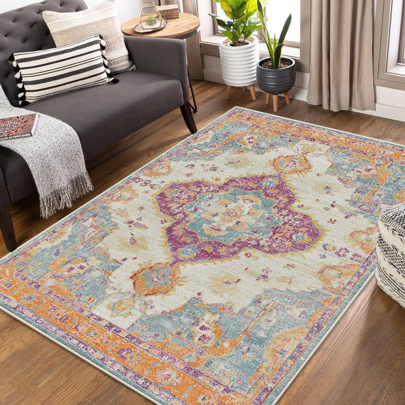 Bohemian Persian Style Carpet for Living Room Retro Decoration Soft Bedroom Cloakroom Rugs Non-slip Entrance Door Mat Washable