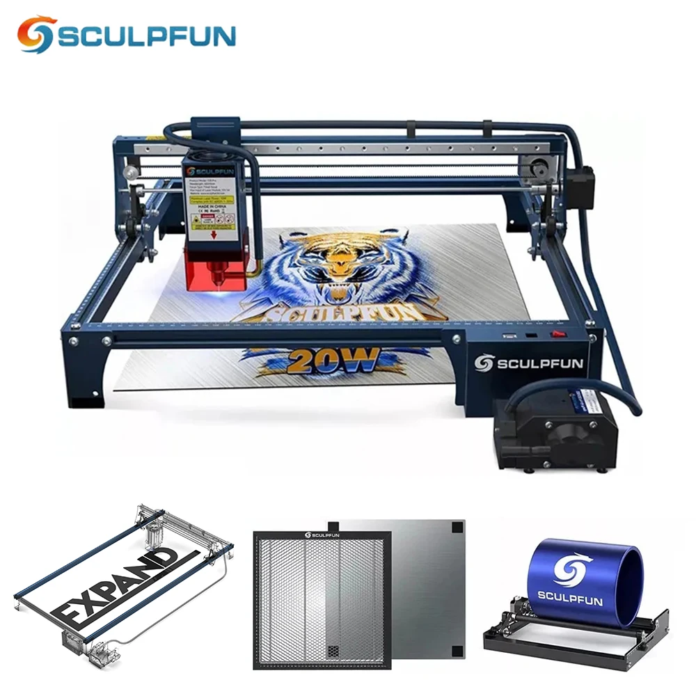 

SCULPFUN S30 Pro Max 20W Laser Engraver Automatic Air Assist Industrial Higher Accuracy Laser Cutter for Wood and Metal acrylic